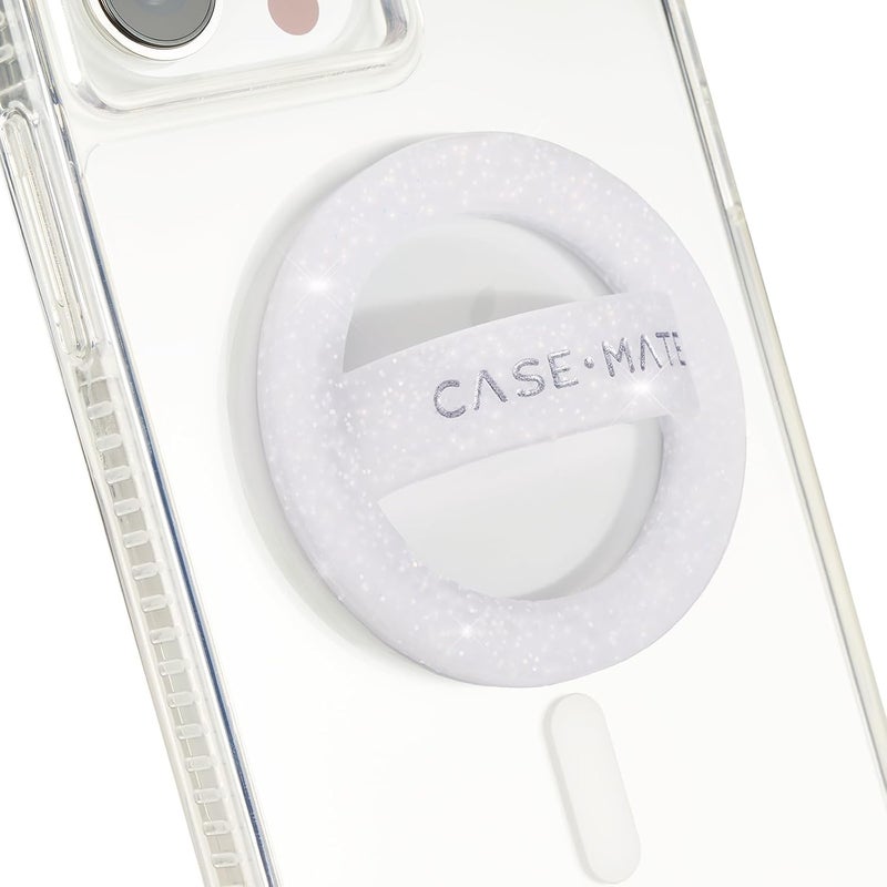 Casemate قبضة هاتف مغناطيسية حلقة مغSafe - حامل قابل للفصل لليد - قبضات مغSafe قابلة للطي ناعمة لظهر الهاتف لهاتف iPhone 17 Pro Max/16 Pro Max/15/14/13/12/S25 Ultra - لامع أبيض - Image 1